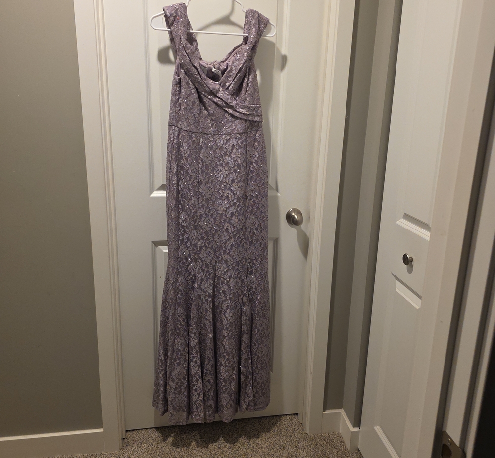 Oleg Cassini Lavender Lace Maxi Gown